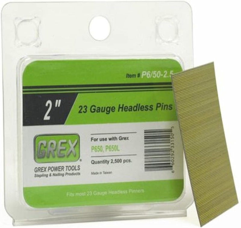 - P6/50-2.5 P-6/50-2.5 23 Gauge 2-Inch Length Headless Pins (2,500 per Box)